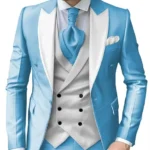 Luxury Slim Fit 3-Piece Men's Suits Set with Peak Lapel Blazer Vest And