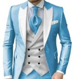 Luxury Slim Fit 3-Piece Men's Suits Set with Peak Lapel Blazer Vest And