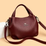 Women Soft Leather Top-Handle Bags Luxury Designer Handbag Solid Color Ladies