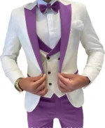 Fashion Jacquard Men's Formal Groom Suits 3 Pieces Men Suits Peak Lapel Single - Image 3