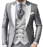 Luxury Slim Fit 3-Piece Men's Suits Set with Peak Lapel Blazer Vest And - Image 3