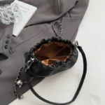 LEFTSIDE Women Small PU Leather Bucket Shoulder Bag 2025 New Luxury Crossbody Bag - Image 5
