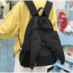 Cute Angel Wings Quilted Backpack Fashion Nylon School Bag Stylish Embroidered - Image 2
