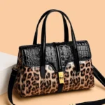 New Fashion leopard Women Handbags European Design Patent Leather Ladies Shoulder - Image 2