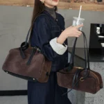 Autumn Winter Women's Cow Genuine Leather Tote Bag Suede Commuting Cowhide Handbags