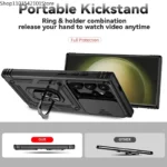 Stand Rotating Slide Camera Lens Military Grade Armor Case For Samsung S25 S24 S23 - Image 5