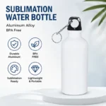 6Pcs 600ml Blank Aluminum Water Bottles Portable Carabiner Sports Water - Image 2