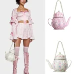 Pearl Chain Teapot Crossbody Bag for Women Shoulder Bags Purse and Handbags Luxury