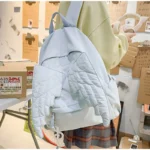 Cute Angel Wings Quilted Backpack Fashion Nylon School Bag Stylish Embroidered - Image 4
