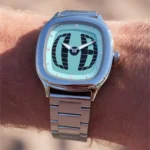 Quartz Watch Light Blue Y2K Alien Pointer Number Dual Display Stainless