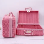 1 Pcs Rattan Baskets Picnic Storage Basket Wicker Suitcase With Hand Gift Box