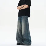 2025 Spring New Men's Jeans Oversized Wide Leg Pants Loose Vintage Patchwork - Image 4