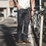 Maden Vintage 14oz Selvedge Raw Denim Jeans Horsehair Leather Patch Straight - Image 4