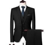 Blazers Set Suits for Men(Jacket + Vest + Pants)three Piece Set Solid Business Casual - Image 2