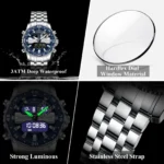 POEDAGAR Top LED Man Clock Waterproof Electronic Luxury Men's Watches Dual - Image 4