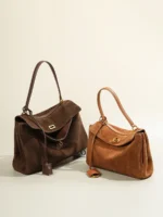 Large Capacity Autumn Winter Suede Leather Tote Bag Frosted Cowhide H