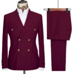 Double-breasted suit for formal occasions, gold buttons, men's outfit - Image 4