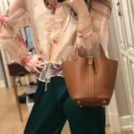 Stylish Handbag,unique Bucket Classic Shopping Tote Bag,soft Pu Litchi Pattern Basket scarves - Image 2