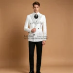 Handmade Jewelry Crystals Men Suits Slim Double Breast Groom Male Prom Blazers