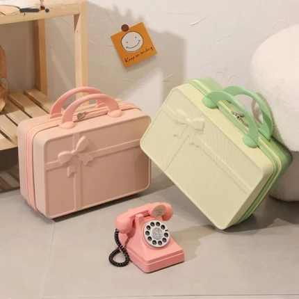 Suitcase 14-inch Travel Portable Color Stitching Suitcase Fashion Mini Bow