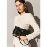 2026 Spring New Luxury Brand Women Shoulder Bags Split Leather Black - Image 5
