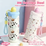 Portable 316 Stainless Steel Cartoon Vacuum Cup High-Capacity
