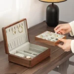 Jewelry Box Double Layer Wooden Cases with Multi-compartments Necklace Bracelets