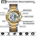 Skmei Mens Led Chronograph Bracelet Watches Luxury Stainless Steel Band 30M - Image 2