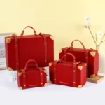 1 Pcs Blue Gift Box with Leather Handle Solid Color Business Portable Cardboard - Image 4