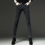 Men's Striped Slim Stylish Casual Pencil Pants Jeans Spring Autumn Korean Trendy - Image 2
