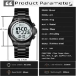 Skmei Mens Led Chronograph Bracelet Watches Luxury Stainless Steel Band 30M - Image 3