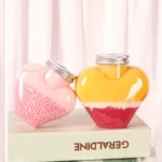500ml Cute Heart Shaped Water Bottle Transparent Clear Plastic PET Cola