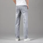 Summer Thin Men's Elastic Cotton Jeans Fashion Gray Comfortable Business - Image 2