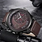 Original XINEW Brand Men Watches Black Boys Fashion Leather Band Date Gifts Quartz