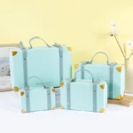 1 Pcs Blue Gift Box with Leather Handle Solid Color Business Portable Cardboard - Image 3
