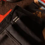Red Tornado Black Men's Jeans Relaxed Fit 14.5oz Selvedge Denim Officer Trousers - Image 4