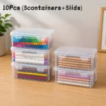 5pcs (5 Containers and 5 Lids) Large Transparent Storage Boxes - Image 3