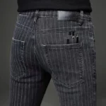 Men's Striped Slim Stylish Casual Pencil Pants Jeans Spring Autumn Korean Trendy