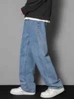 2026 New Korean Men's Casual Long Jeans Classic Man Straight Denim