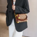 Diaper Bag Trendy Textured Leather Satchel Elegant Crossbody Bag - Image 4