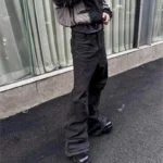 Y2K Washed Jeans Gothic Vintage Micro Flared Middle Waisted Zipper Pants Women - Image 4