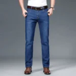 2026 New Light Luxury Business Comfortable Men's Jeans, High-End Blue and Black ht Leg Men's Pants - Image 3