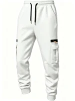 2026 Men's Joggers Pants Loose Drawstring Long Pants Men Zipper Multi-pocket