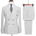 Double-breasted suit for formal occasions, gold buttons, men's outfit - Image 3