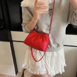 LEFTSIDE Women Small PU Leather Bucket Shoulder Bag 2025 New Luxury Crossbody Bag - Image 2