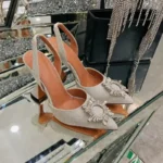 2026 Spring Autumn EU US Satin Slingback Women Sandals Pointed Flared Heels Sun - Image 3