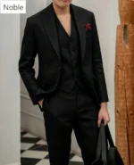 Men Off White Linen 3 Pieces Suit Slim Fit Blazer Vest Pants Set Summer Wedding - Image 3