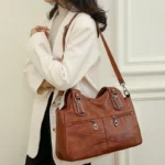 2024 Women High Quality Leather Shoulder Bag Top-handle Bags Casual Large Capacity - Image 2