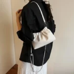 LEFTSIDE Women Small PU Leather Bucket Shoulder Bag 2025 New Luxury Crossbody Bag - Image 3