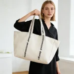Custom Cotton Canvas Tote Bag With Logo, Large Reusable Shopping Bag - Image 4